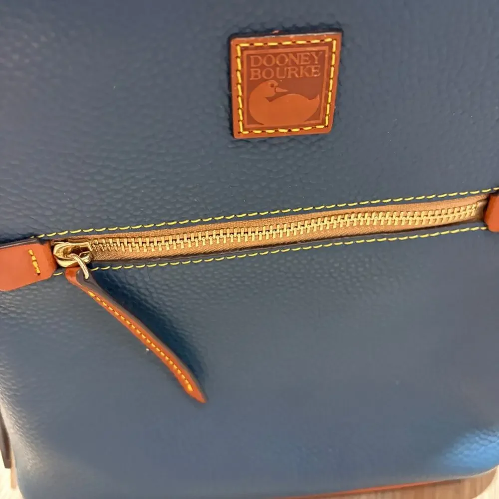Dooney & Bourke Backpack Pebble Grain Jeans Blue Leather Pocket Adjustable Strap